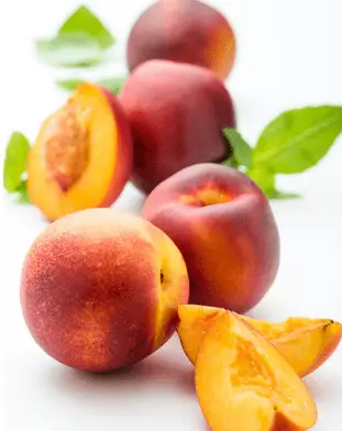 4 peaches with one cut in half