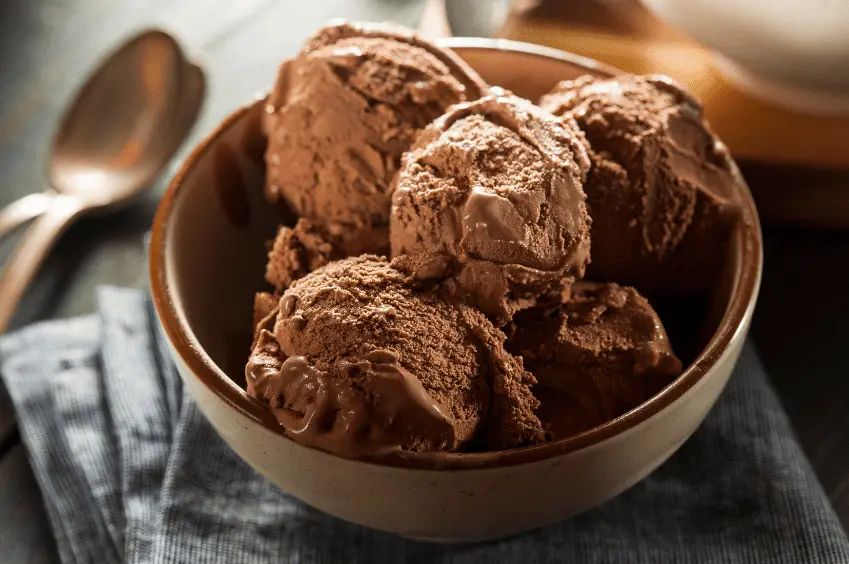 scoops of chocolate nice cream in bowl