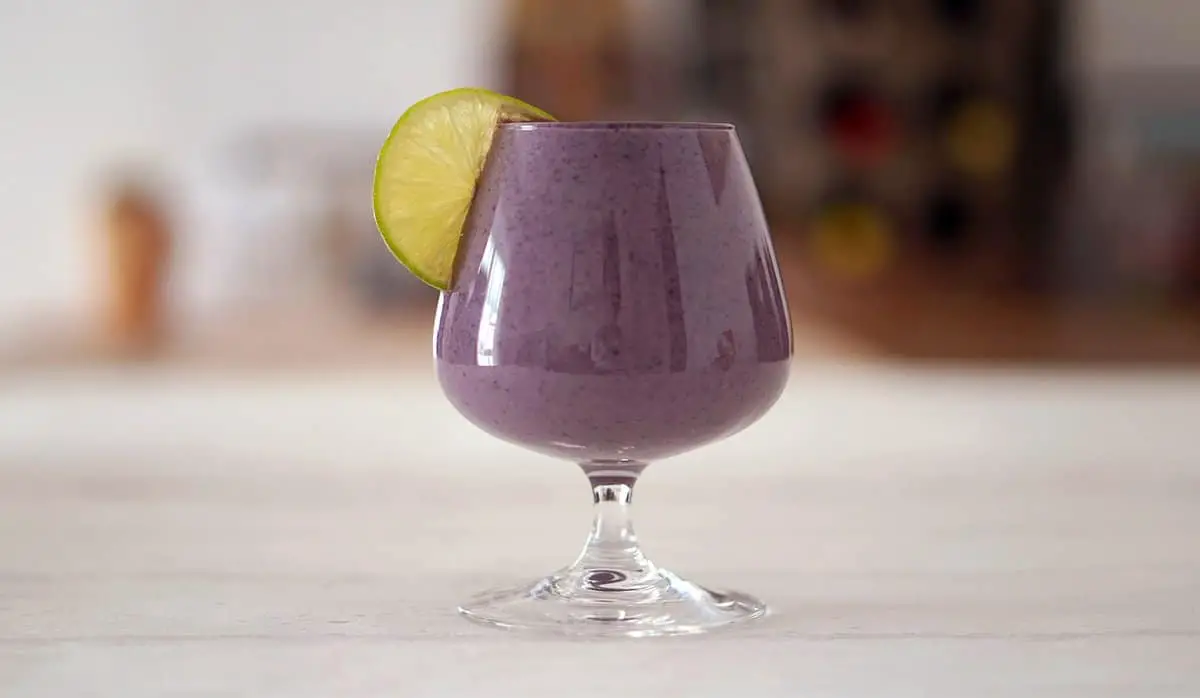 purple smoothie in glass cup, soft food