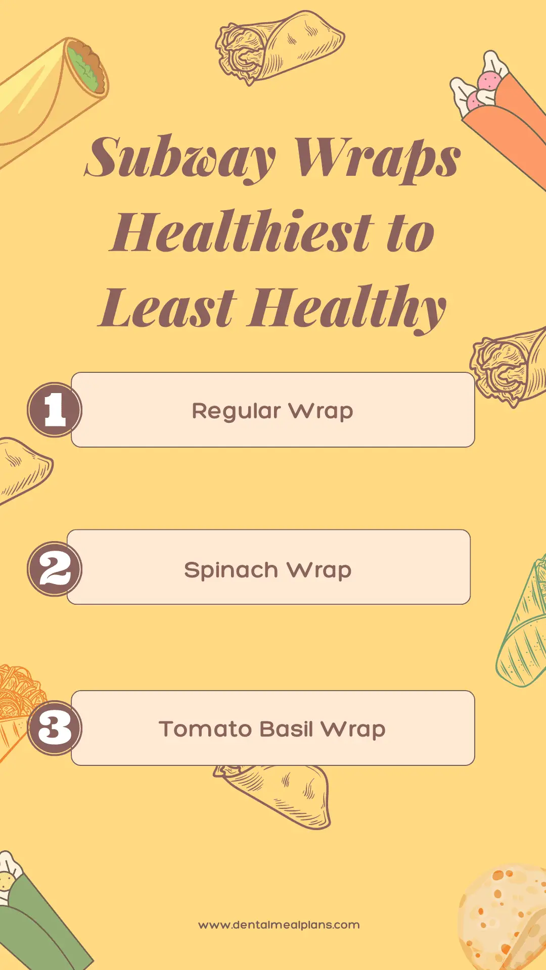 subway wraps healthiest to least healthy