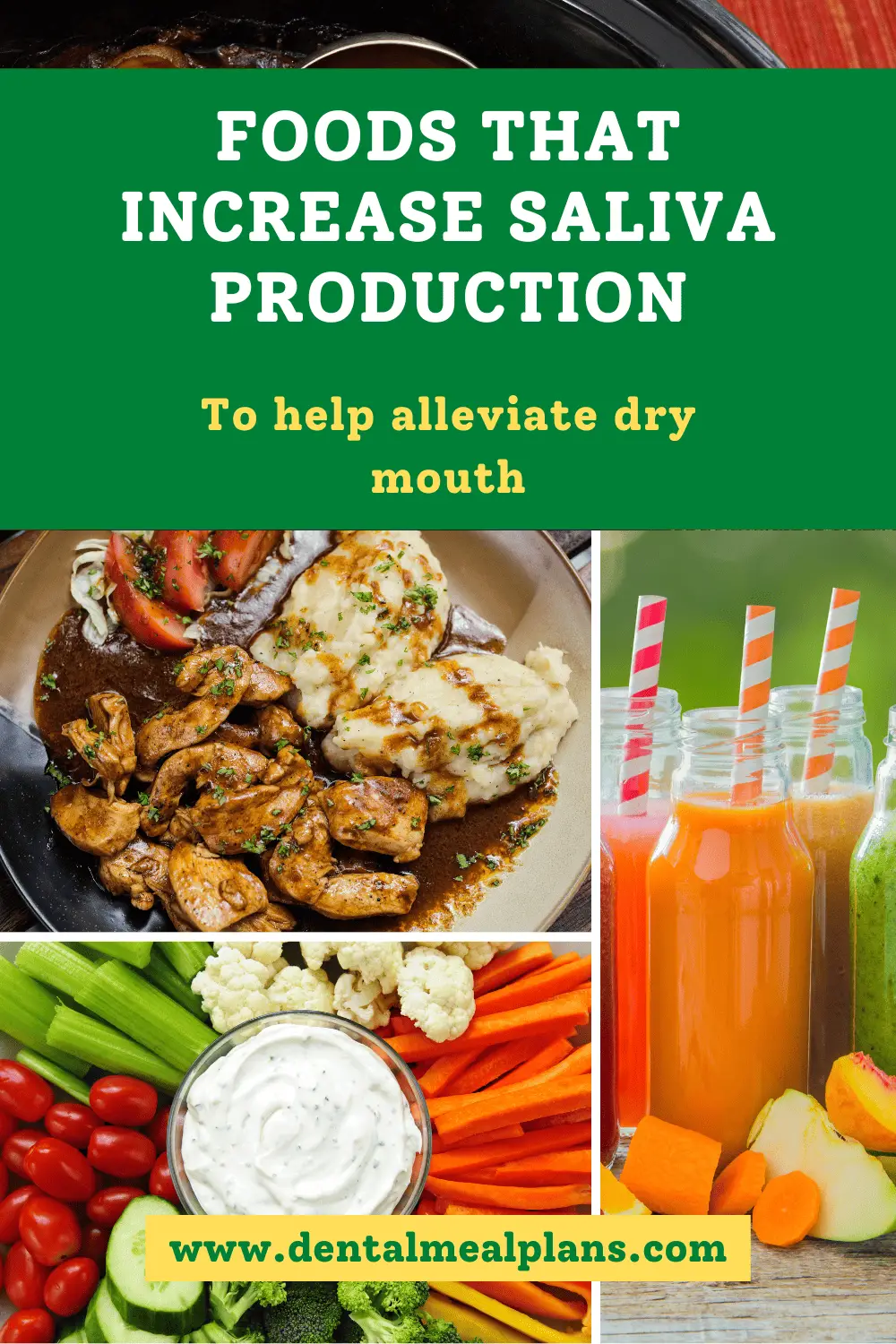 foods that increase saliva production to help alleviate dry mouth food collage image