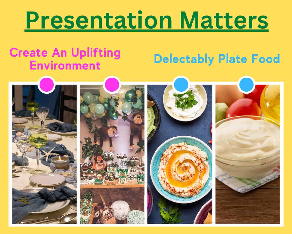 presentation matters for puree food, create an uplifting environment and delectably plate food